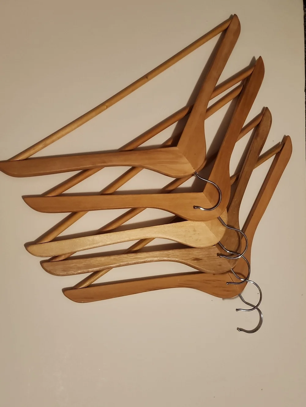 Wooden Suit Hangers - Natural Wood Tone (Set of 5)
